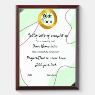 simple minimal add your logo gold certificate awa award plaque