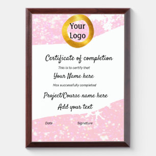 simple minimal add your logo gold certificate awa award plaque