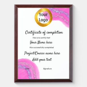 simple minimal add your logo gold certificate awa award plaque