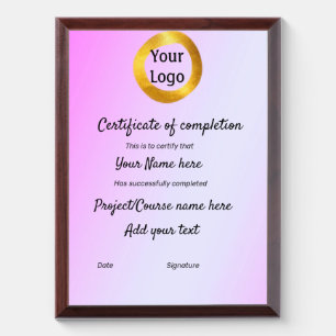 simple minimal add your logo gold certificate awa award plaque