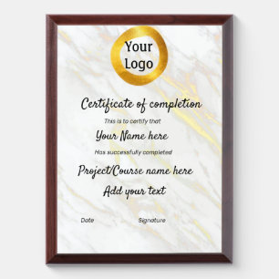 simple minimal add your logo gold certificate awa award plaque