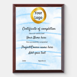 simple minimal add your logo gold certificate awa award plaque