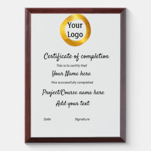 simple minimal add your logo gold certificate awa award plaque