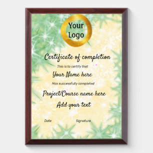 simple minimal add your logo gold certificate awa award plaque
