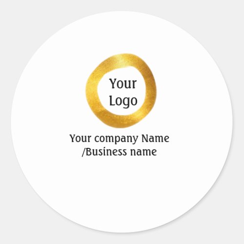 simple minimal add your logo gold website social t classic round sticker