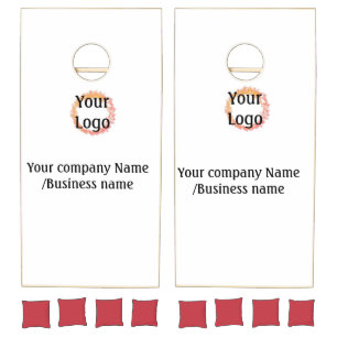 simple minimal add your logo gold website social t cornhole set