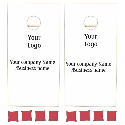 simple minimal add your logo gold website social t cornhole set
