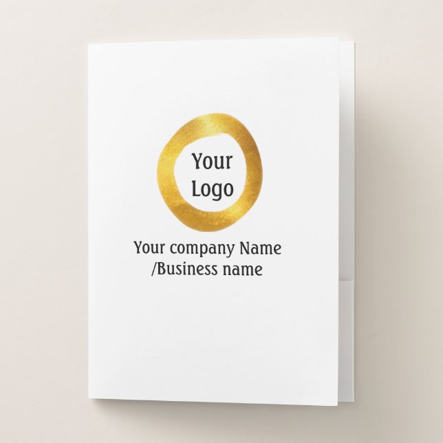 simple minimal add your logo gold website social t pocket folder (Front)