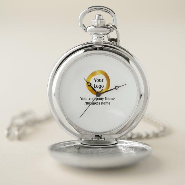simple minimal add your logo gold website social t pocket watch (Inside)