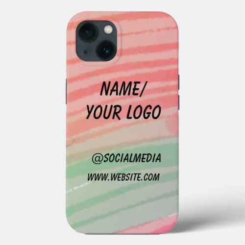 simple minimal add your logo name watercolor  iPhone 13 case