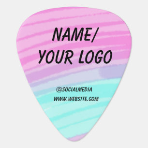 simple minimal add your logo name watercolor guitar pick