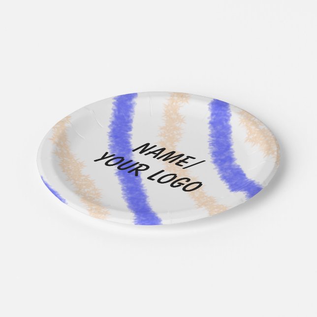 simple minimal add your logo name watercolor paper plates (Angled)