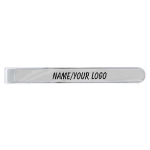 simple minimal add your logo name watercolor s silver finish tie bar