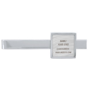 simple minimal add your logo name watercolor     s silver finish tie bar