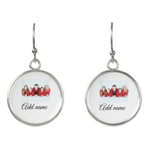 simple minimal add your mom photo name mom gift earrings