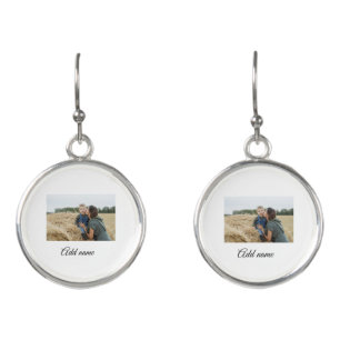 simple minimal add your mom photo name mom gift earrings