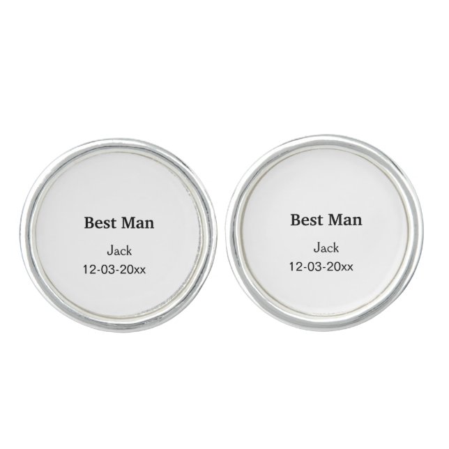 SIMPLE MINIMAL add your name custom best man Cufflinks (Front)