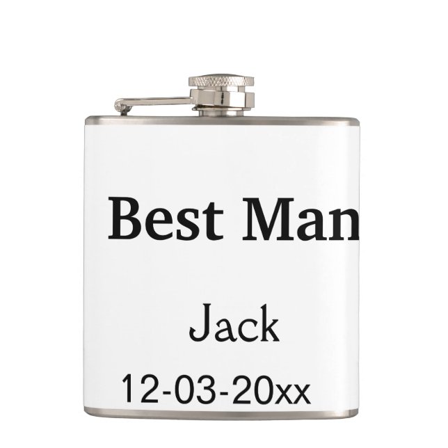 SIMPLE MINIMAL add your name custom best man Flask (Front)