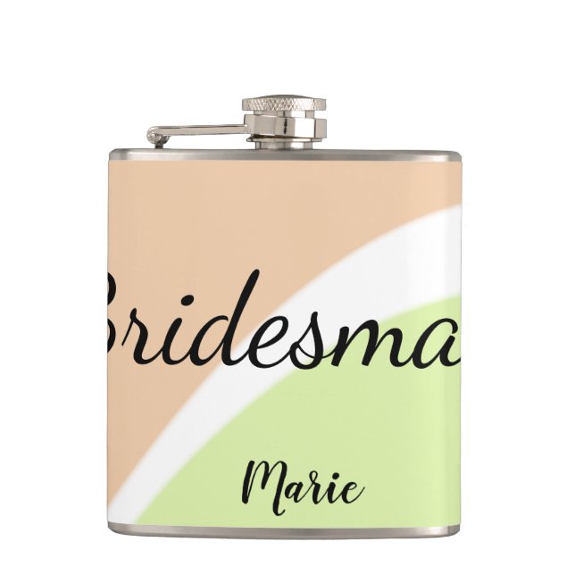SIMPLE MINIMAL add your name custom bridesmaid   C Flask (Front)