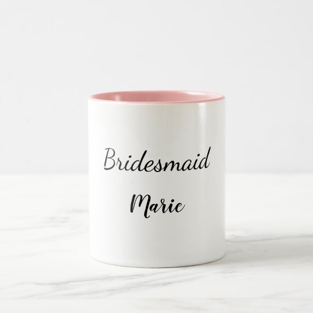 SIMPLE MINIMAL add your name custom bridesmaid   Two-Tone Coffee Mug (Center)