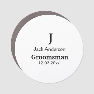 SIMPLE MINIMAL add your name custom groomsman  Car Magnet