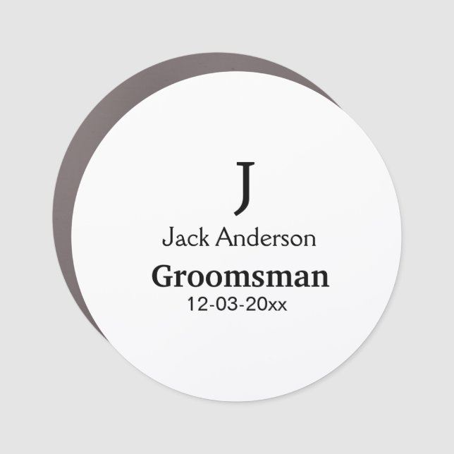 SIMPLE MINIMAL add your name custom groomsman  Car Magnet (Front)