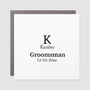 SIMPLE MINIMAL add your name custom groomsman  Car Magnet