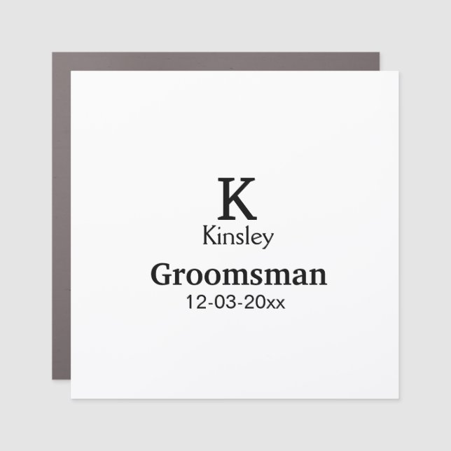 SIMPLE MINIMAL add your name custom groomsman  Car Magnet (Front)