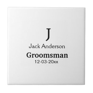 SIMPLE MINIMAL add your name custom groomsman  Ceramic Tile