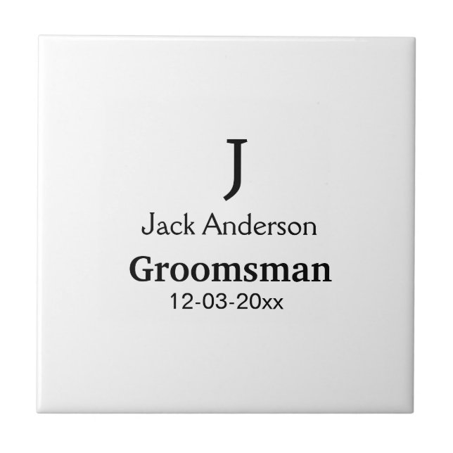 SIMPLE MINIMAL add your name custom groomsman  Ceramic Tile (Front)