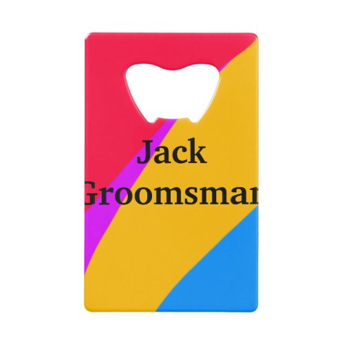SIMPLE MINIMAL add your name custom groomsman  Credit Card Bottle Opener
