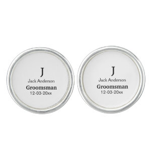 SIMPLE MINIMAL add your name custom groomsman  Cufflinks