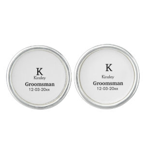 SIMPLE MINIMAL add your name custom groomsman Cufflinks