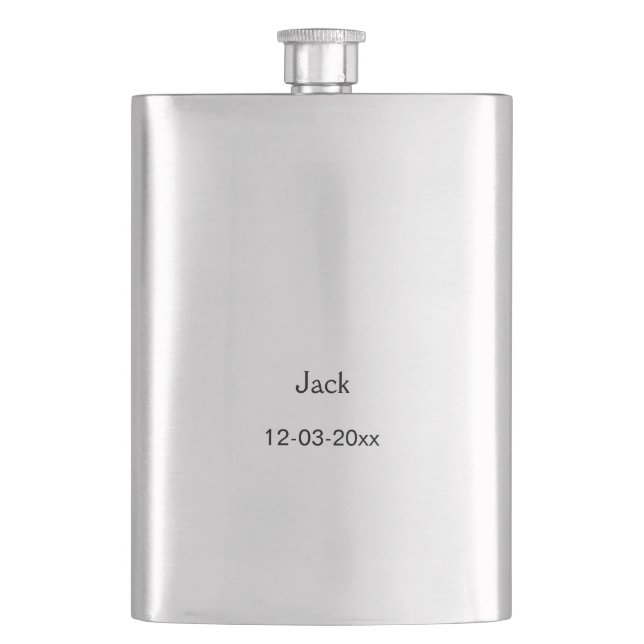 SIMPLE MINIMAL add your name custom groomsman Flas Flask (Front)