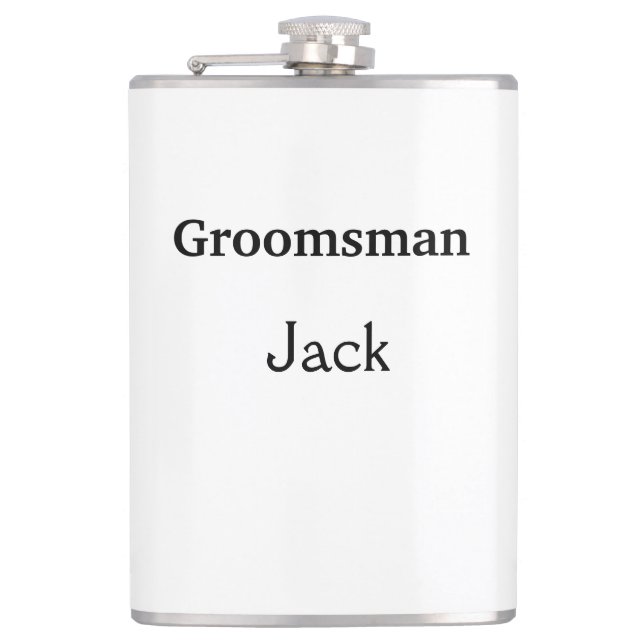 SIMPLE MINIMAL add your name custom groomsman Flas Flask (Front)