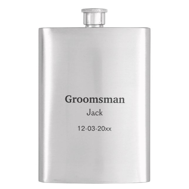 SIMPLE MINIMAL add your name custom groomsman Flask (Front)