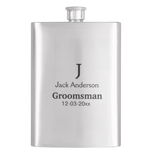 SIMPLE MINIMAL add your name custom groomsman  Flask (Front)