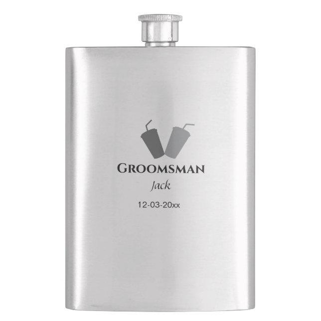 SIMPLE MINIMAL add your name custom groomsman  Flask (Front)