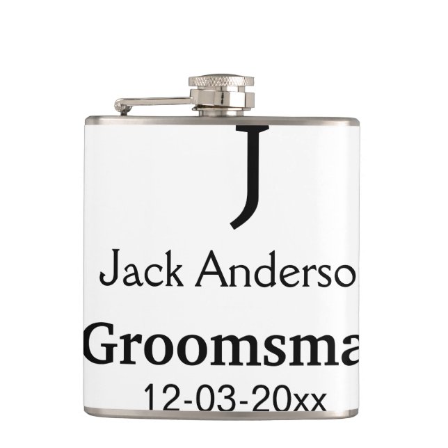 SIMPLE MINIMAL add your name custom groomsman  Flask (Front)