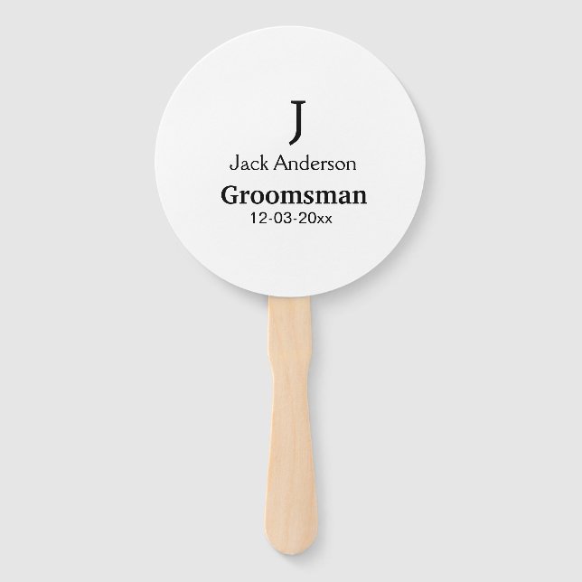 SIMPLE MINIMAL add your name custom groomsman  Hand Fan (Front)
