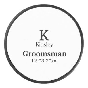 SIMPLE MINIMAL add your name custom groomsman Hockey Puck