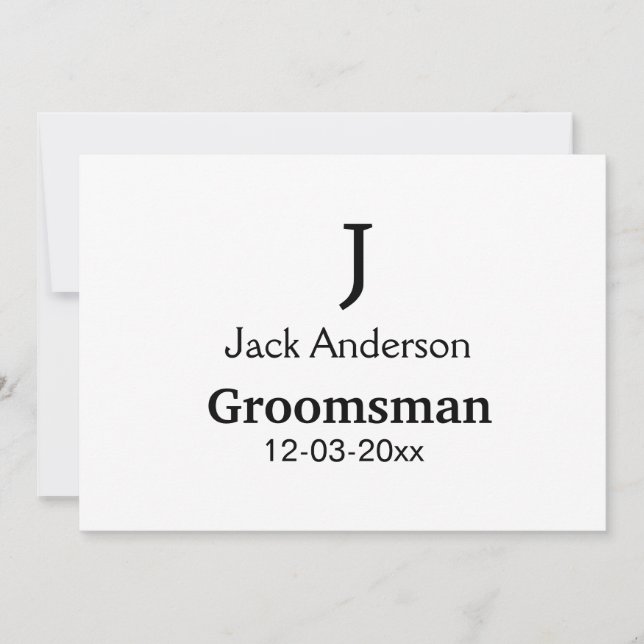 SIMPLE MINIMAL add your name custom groomsman  Invitation (Front)