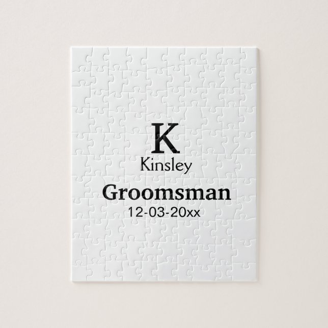SIMPLE MINIMAL add your name custom groomsman  Jigsaw Puzzle (Vertical)