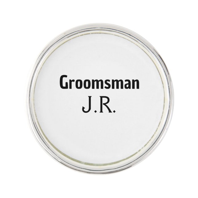 SIMPLE MINIMAL add your name custom groomsman     Lapel Pin (Front)