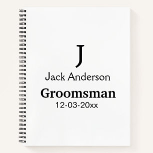 SIMPLE MINIMAL add your name custom groomsman  Notebook