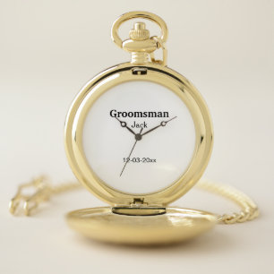 SIMPLE MINIMAL add your name custom groomsman Pocket Watch