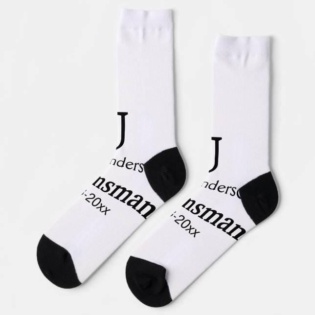 SIMPLE MINIMAL add your name custom groomsman  Socks (Left)
