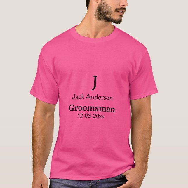 SIMPLE MINIMAL add your name custom groomsman  T-Shirt (Front)