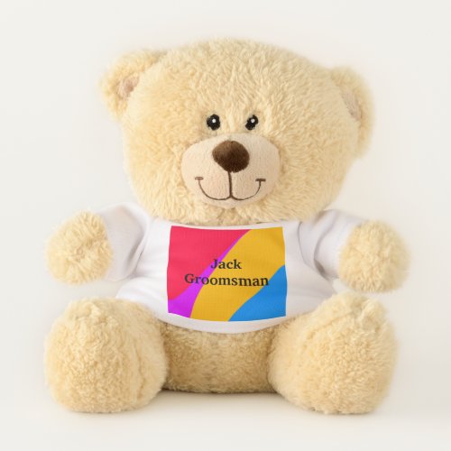 SIMPLE MINIMAL add your name custom groomsman  Teddy Bear