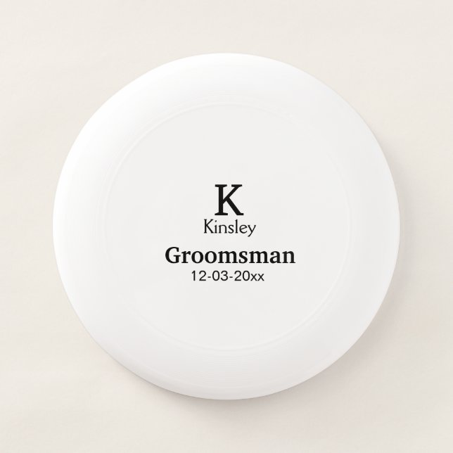 SIMPLE MINIMAL add your name custom groomsman  Wham-O Frisbee (Front)